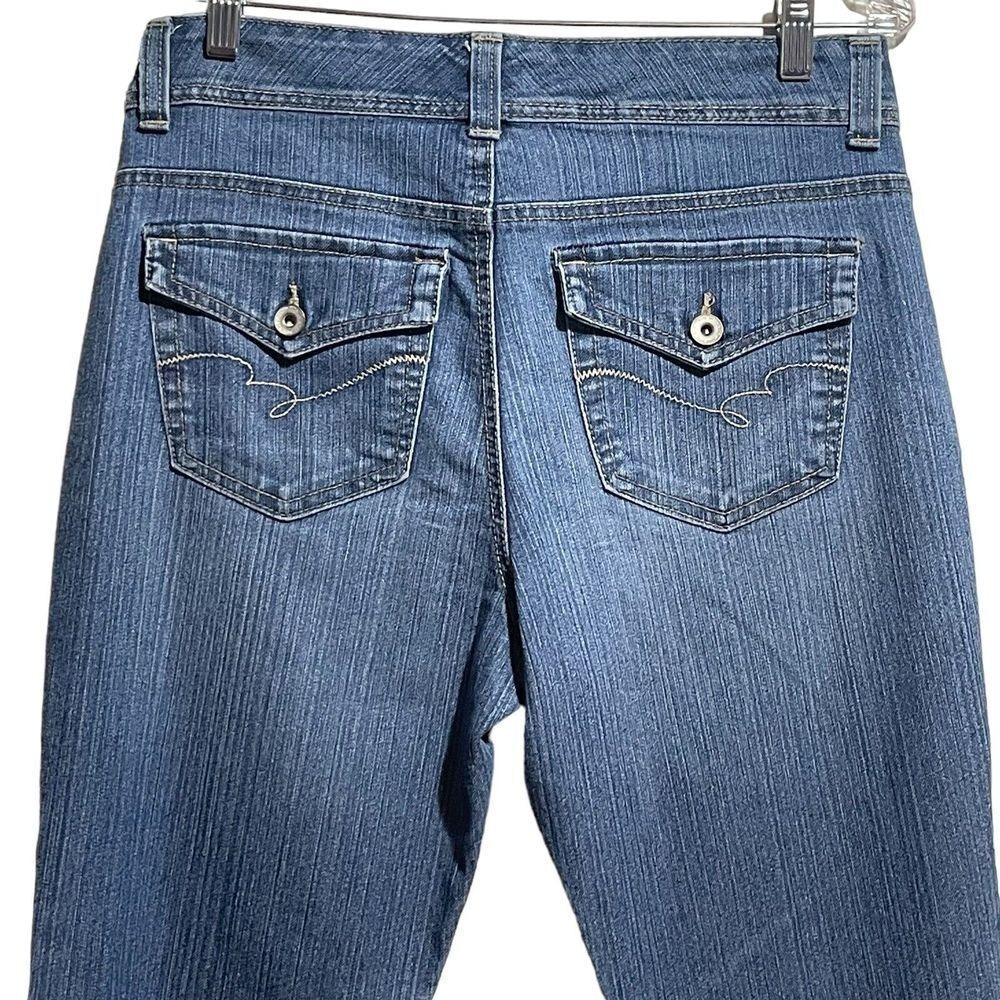 NINE WEST Bootcut Denim Blue Jeans Size 8 Arianna Back Pocket Flaps 33x31